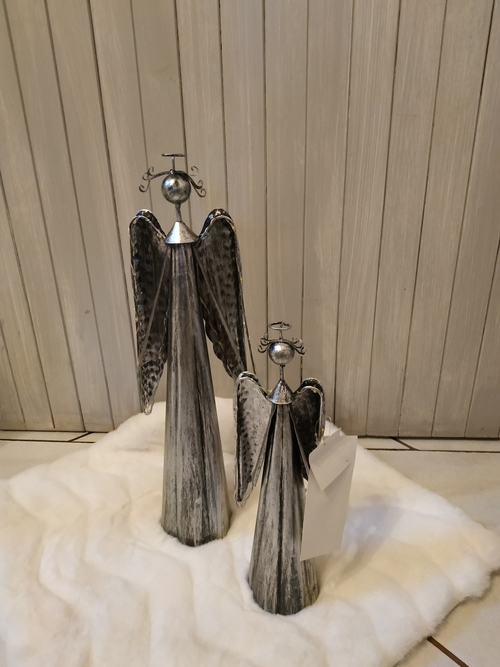 Svítící anděl stříbrný (40 cm)